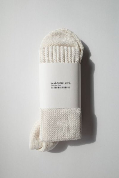 画像1: MARQUEE PLAYER        Hybrid rib socks Hi ivory white"made in Japan"