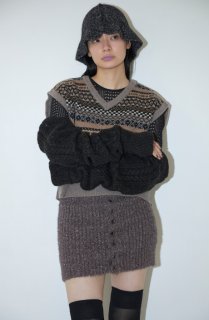 Mediam Wool Knit Body Suit Like Pullover・mix - tity