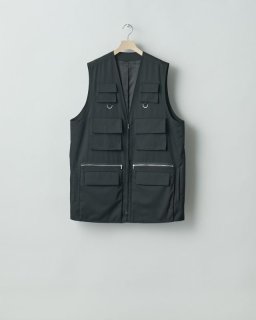 stein WOOL GABARDINE COMBINATION VEST・BLACK - tity