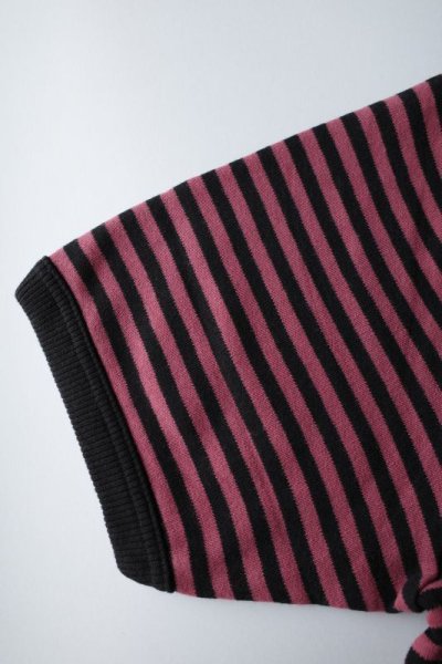 画像3: slopeslow       Cotton interlock stripe crewneck T・black×red