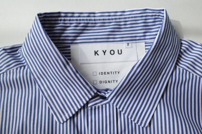 画像1: KYOU       "BEAN” Switching Baloon Shirt・blue stripe