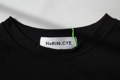 画像1: HeRIN.CYE       Sheer half sleeve Tshirt・BLACK