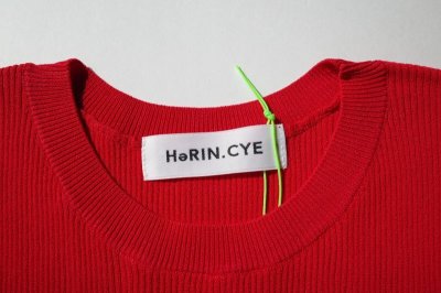 画像1: HeRIN.CYE       Back slit knit tops・RED