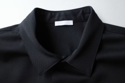 画像1: Blanc YM       Wool Gabardine Wide Shirt・black