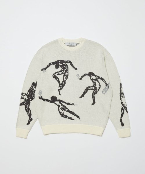 画像1: BAL         JACQUARD COTTON CREWNECK SWEATER・white (1)