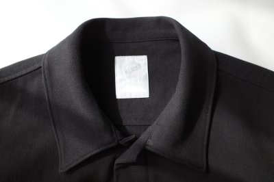 画像1: fluss       gathered flap pocket work shirts・black