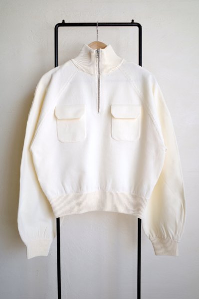 画像1: HeRIN.CYE       Half zip knit pullover・WHITE (1)