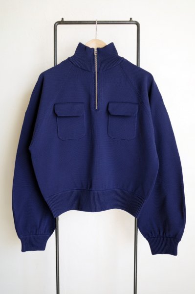 画像1: HeRIN.CYE       Half zip knit pullover・NAVY (1)