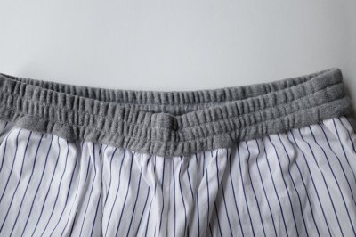 画像1: renewces       "combi pants of different materials"・wht.blue×grey