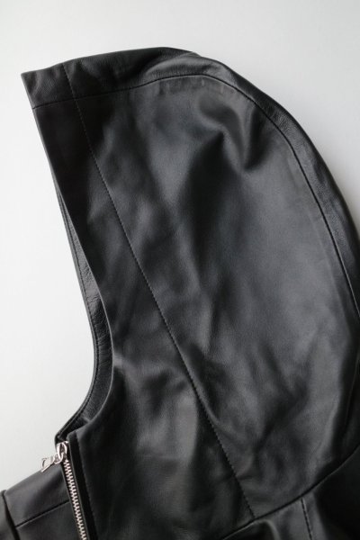 画像2: ssstein         LEATHER HOODED SHORT JACKET・BLACK