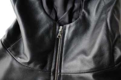 画像1: ssstein         LEATHER HOODED SHORT JACKET・BLACK