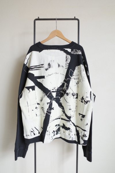 画像1: Fujimoto       overdyed sweatshirt "BROKEN THINGS"・BLACK (1)