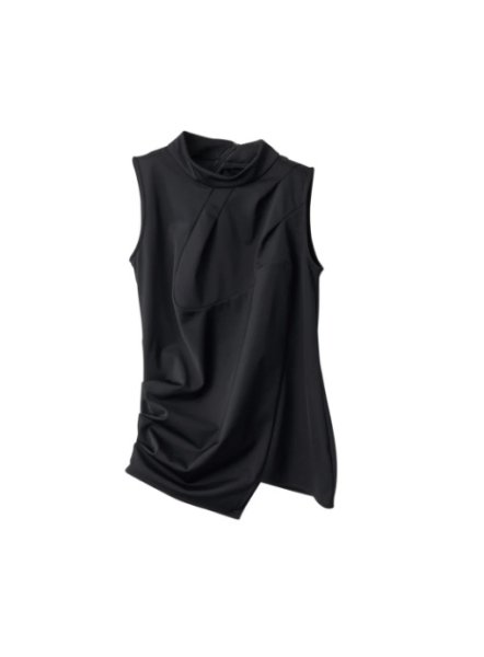 画像1: HOUGA       wave sleeveless tops・BLACK (1)