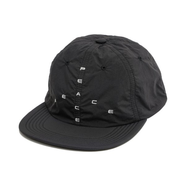 画像1:  GARBAGE      SOFT BRIM 6 PANEL CAP (BIG PEACE)・BLACK×WHITE EMB (1)