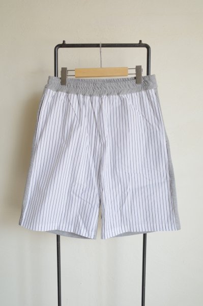 画像1: renewces       "combi shorts of different materials"・wht.blue×grey (1)