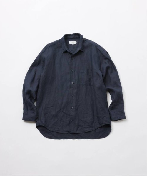 画像1: FOLL       ramie oxford authentic daily shirt・navy (1)