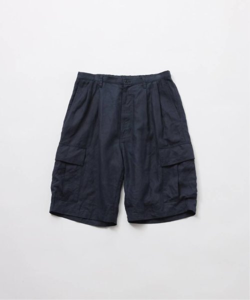 画像1: FOLL       ramie oxford baggy shorts・navy (1)