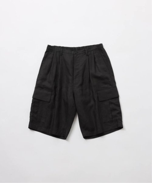 画像1: FOLL       ramie oxford baggy shorts・black (1)