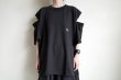 画像5: renewces       "inside-out shoulder slits T"・black ×monotone (5)