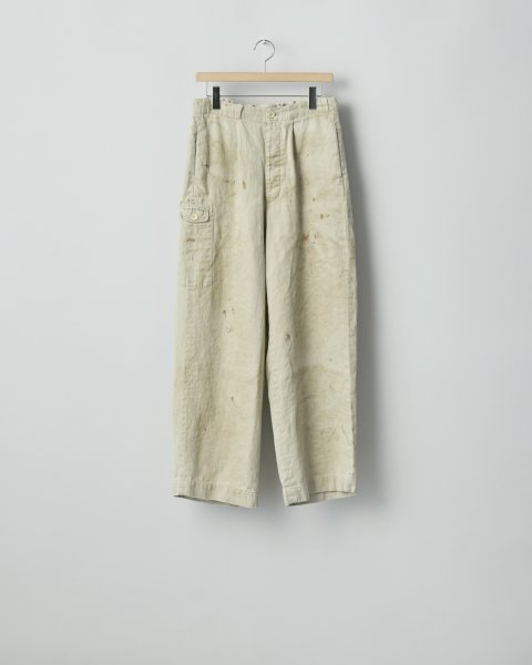画像1: ssstein       HEAVY LINEN HERRINGBONE WIDE EASY TROUSERS・NATURAL (1)
