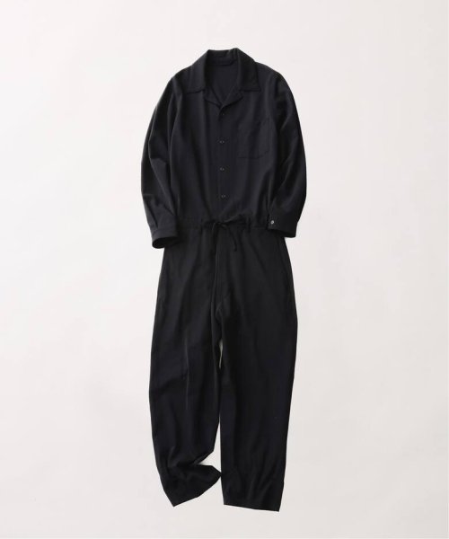 画像1: FOLL       washed wool gaba all in one・navy (1)