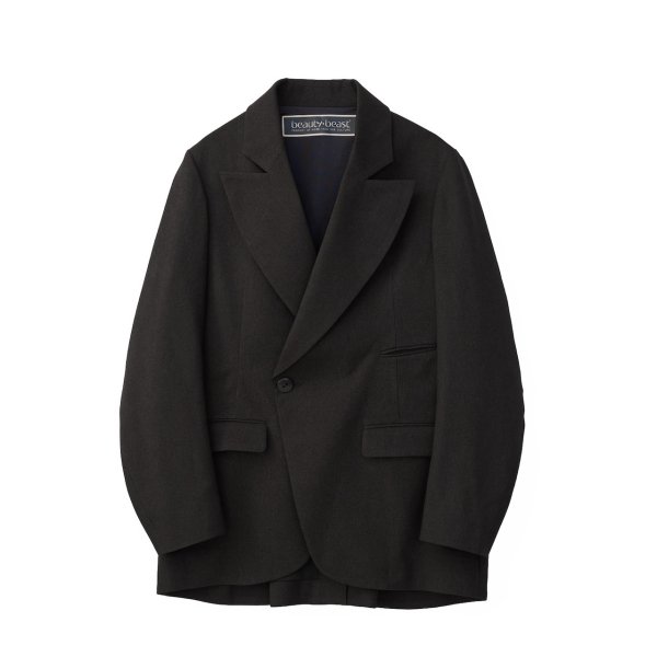 画像1: beauty・beast       Double-breasted unconscious jacket ・black (1)