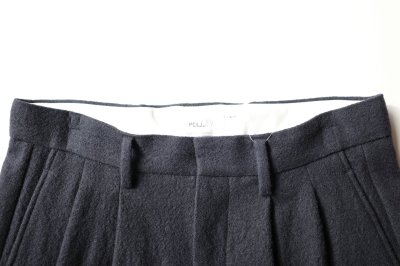 画像1: FOLL       washed wool straight slacks・dark navy