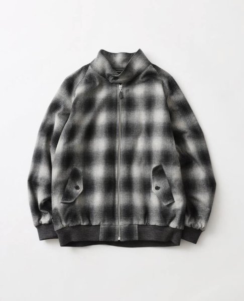 画像1: FOLL       wool check harington jacket・black check (1)