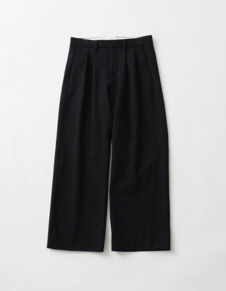 画像1: FOLL       washed wool straight slacks・dark navy (1)