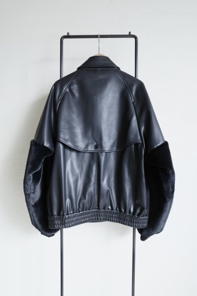 画像2: SUÉSADA       Synthetic Leather blouson・black (2)