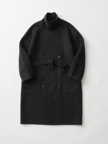 画像2: FOLL       sp160s wool soft rever wardrobe coat・charcoal (2)
