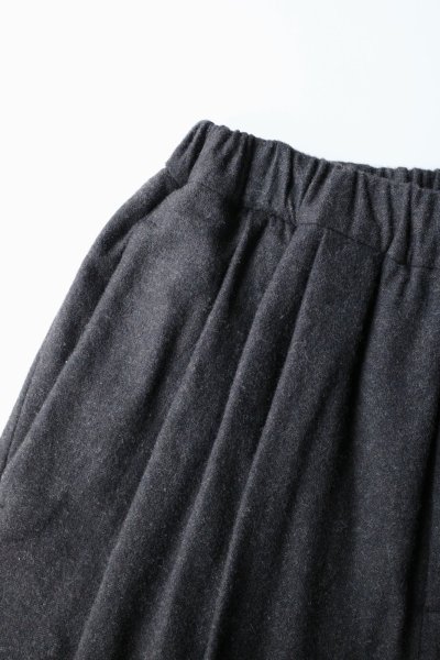 画像3: Dulcamara 縮絨ウールタックワイドパンツ・ダークブラウン