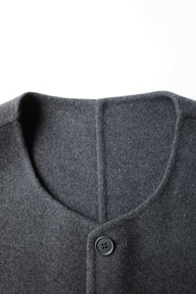画像1: FOLL sp160s wool soft rever wardrobe vest・charcoal