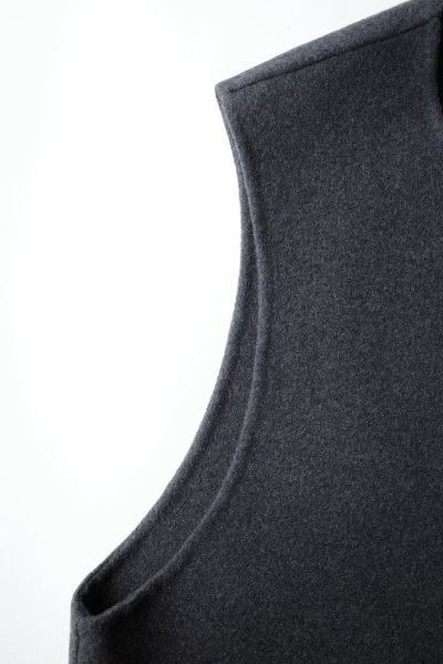 画像2: FOLL sp160s wool soft rever wardrobe vest・charcoal