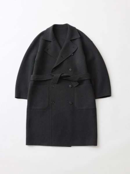 画像1: FOLL       sp160s wool soft rever wardrobe coat・charcoal (1)