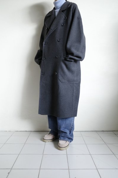 画像15: FOLL       sp160s wool soft rever wardrobe coat・charcoal (15)