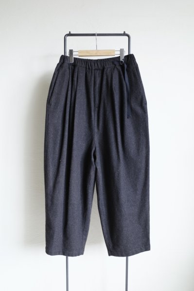 画像1: Dulcamara　　　　　　縮絨ウールタックワイドパンツ・ダークブラウン (1)