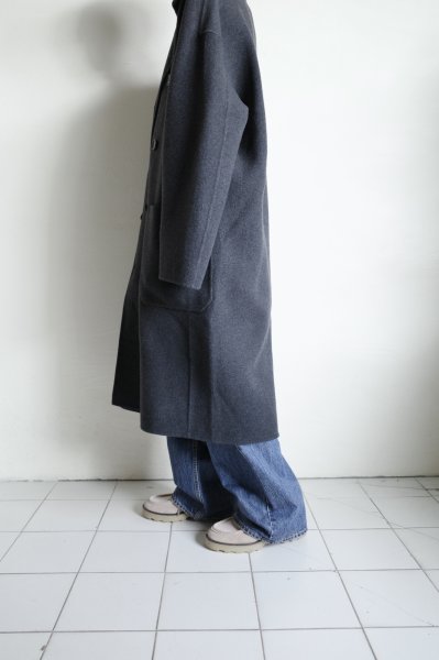 画像14: FOLL       sp160s wool soft rever wardrobe coat・charcoal (14)