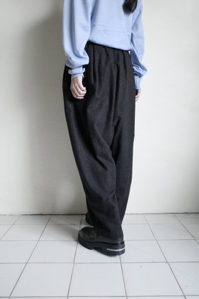 画像10: Dulcamara　　　　　　縮絨ウールタックワイドパンツ・ダークブラウン (10)