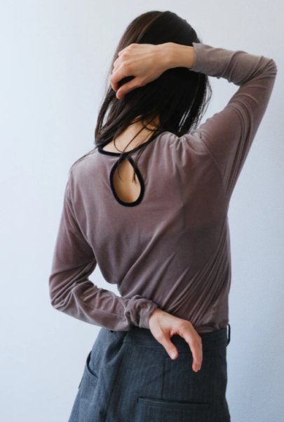 画像4: IFMEH       Sheer velour tops・gray (4)