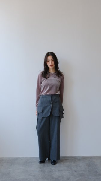 画像1: IFMEH       Sheer velour tops・gray (1)