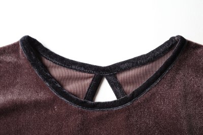 画像1: IFMEH Sheer velour tops・brown