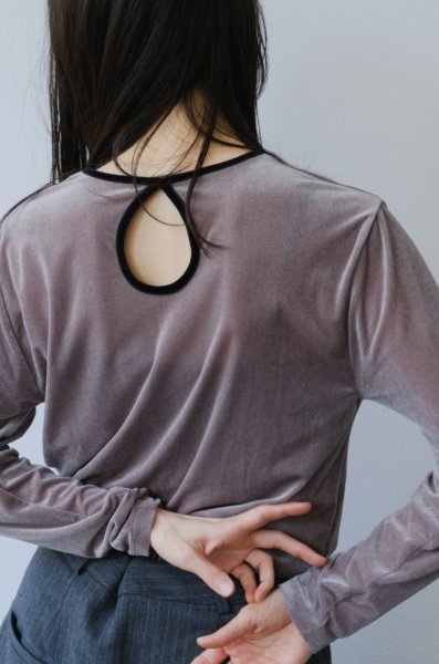 画像9: IFMEH       Sheer velour tops・gray (9)
