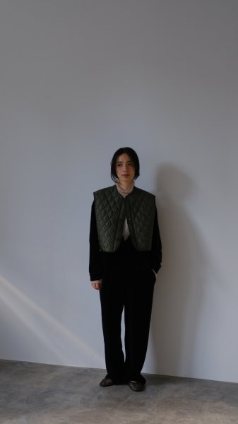 画像7: IFMEH       Quilting short vest・khaki (7)