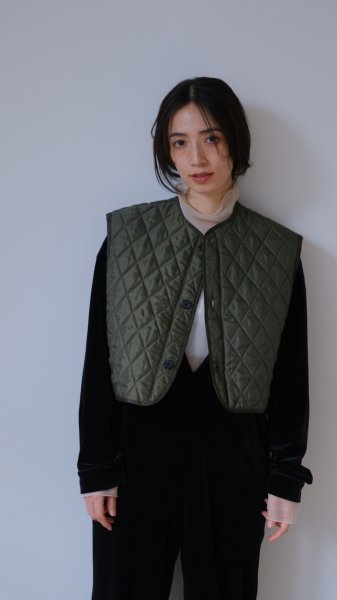 画像6: IFMEH       Quilting short vest・khaki (6)