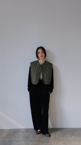 画像2: IFMEH       Quilting short vest・khaki (2)