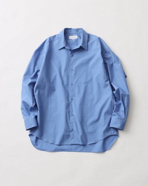 画像1: FOLL       washed broad daily shirt・blue (1)