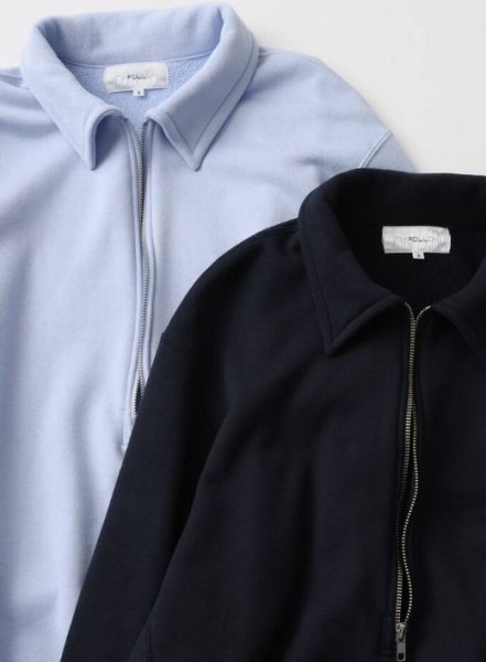 画像5: FOLL       superfine cotton sweat halfzip・navy (5)