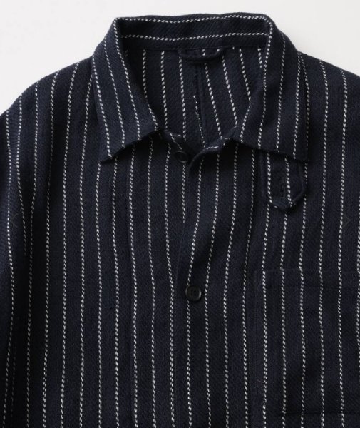 画像3: FOLL       khadi cotton stripe jacket・navy (3)