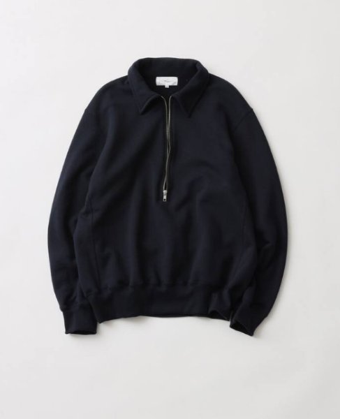 画像1: FOLL       superfine cotton sweat halfzip・navy (1)